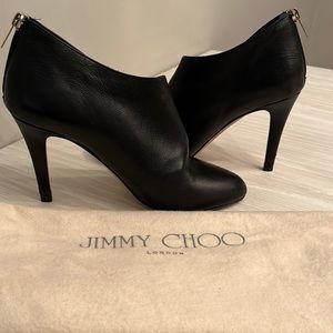 Jimmy Choo black leather short bootie size 38.5 (euro)/ size 8.5 (USA)